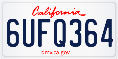 CA license plate 6UFQ364