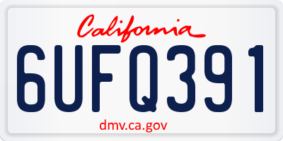 CA license plate 6UFQ391