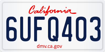 CA license plate 6UFQ403