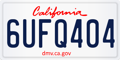 CA license plate 6UFQ404