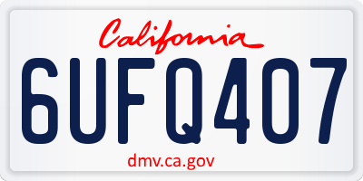 CA license plate 6UFQ407
