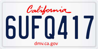 CA license plate 6UFQ417