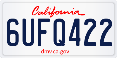 CA license plate 6UFQ422