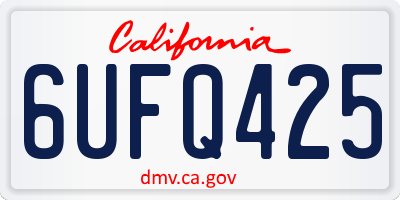 CA license plate 6UFQ425