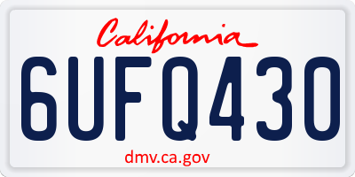 CA license plate 6UFQ430