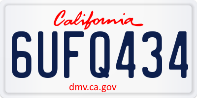 CA license plate 6UFQ434