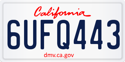CA license plate 6UFQ443