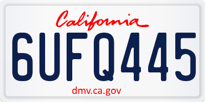 CA license plate 6UFQ445
