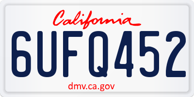 CA license plate 6UFQ452