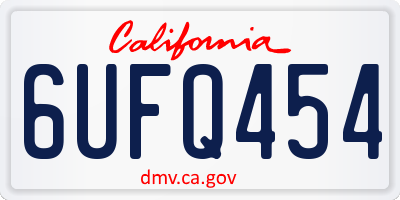 CA license plate 6UFQ454