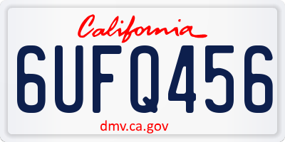 CA license plate 6UFQ456