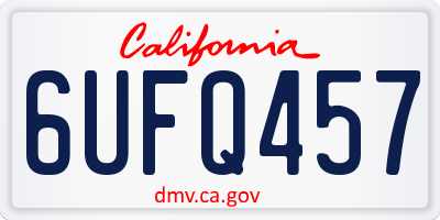 CA license plate 6UFQ457