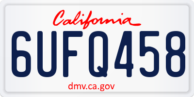 CA license plate 6UFQ458
