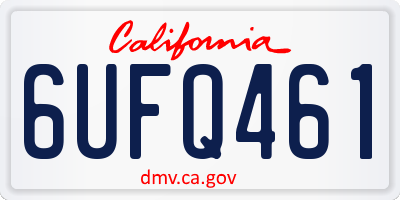 CA license plate 6UFQ461
