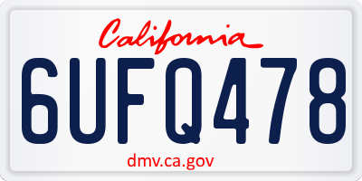 CA license plate 6UFQ478