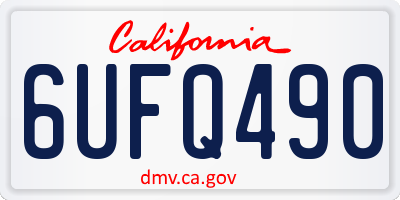 CA license plate 6UFQ490