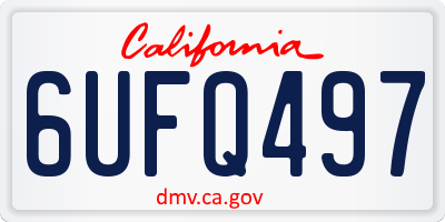 CA license plate 6UFQ497