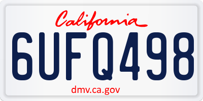 CA license plate 6UFQ498