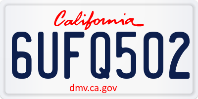 CA license plate 6UFQ502