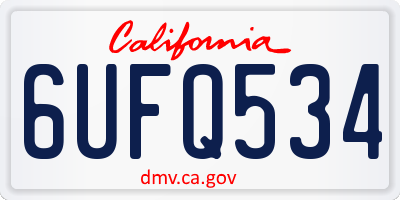 CA license plate 6UFQ534