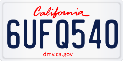 CA license plate 6UFQ540