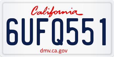 CA license plate 6UFQ551