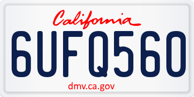 CA license plate 6UFQ560