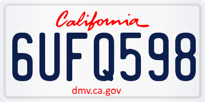 CA license plate 6UFQ598