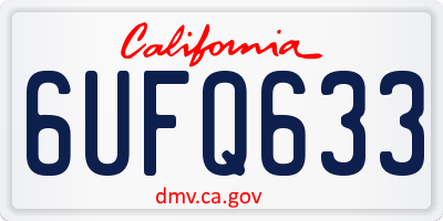 CA license plate 6UFQ633