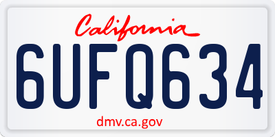 CA license plate 6UFQ634