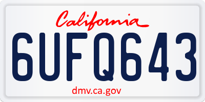 CA license plate 6UFQ643
