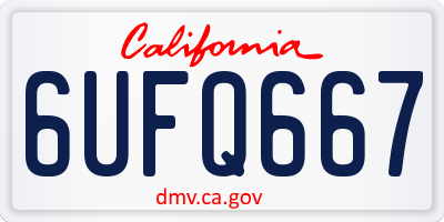 CA license plate 6UFQ667