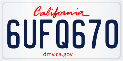 CA license plate 6UFQ670