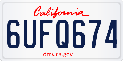 CA license plate 6UFQ674