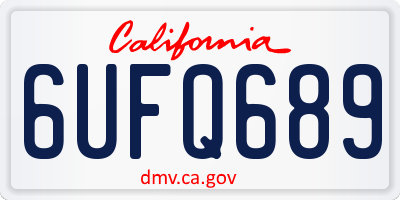 CA license plate 6UFQ689
