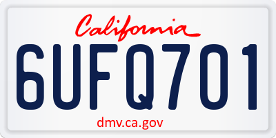 CA license plate 6UFQ701