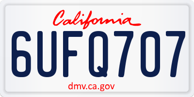 CA license plate 6UFQ707