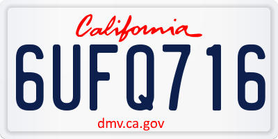 CA license plate 6UFQ716