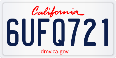 CA license plate 6UFQ721