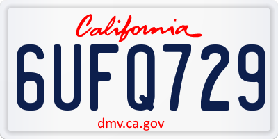 CA license plate 6UFQ729
