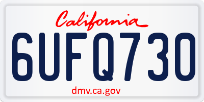 CA license plate 6UFQ730