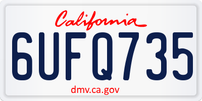 CA license plate 6UFQ735