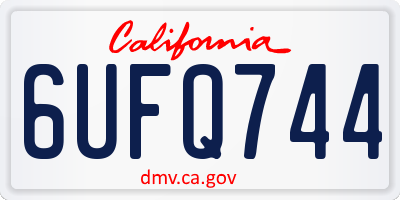 CA license plate 6UFQ744