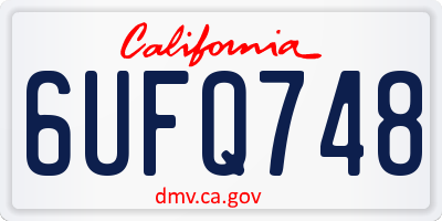 CA license plate 6UFQ748