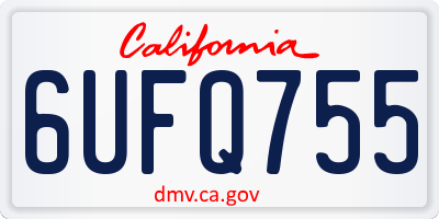 CA license plate 6UFQ755