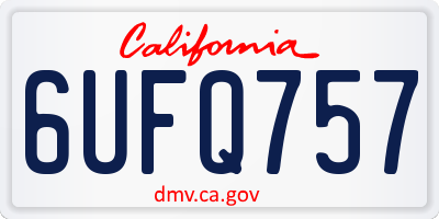 CA license plate 6UFQ757