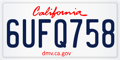 CA license plate 6UFQ758