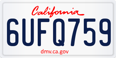 CA license plate 6UFQ759