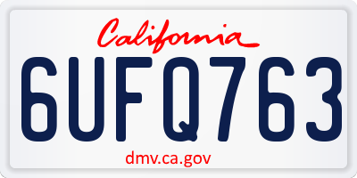 CA license plate 6UFQ763