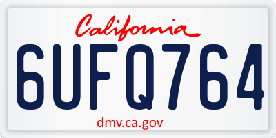 CA license plate 6UFQ764